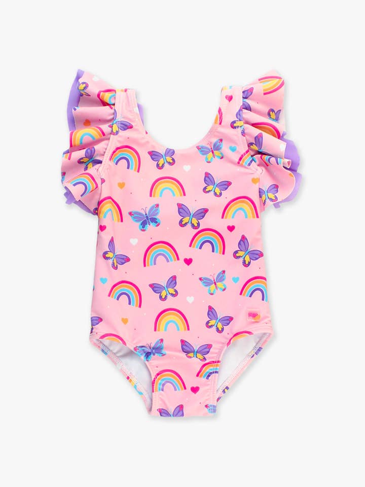 Pink Girls Rainbows & Butterflies Butterfly Sleeve One Piece Swimsuit
for wholesale on Faire6