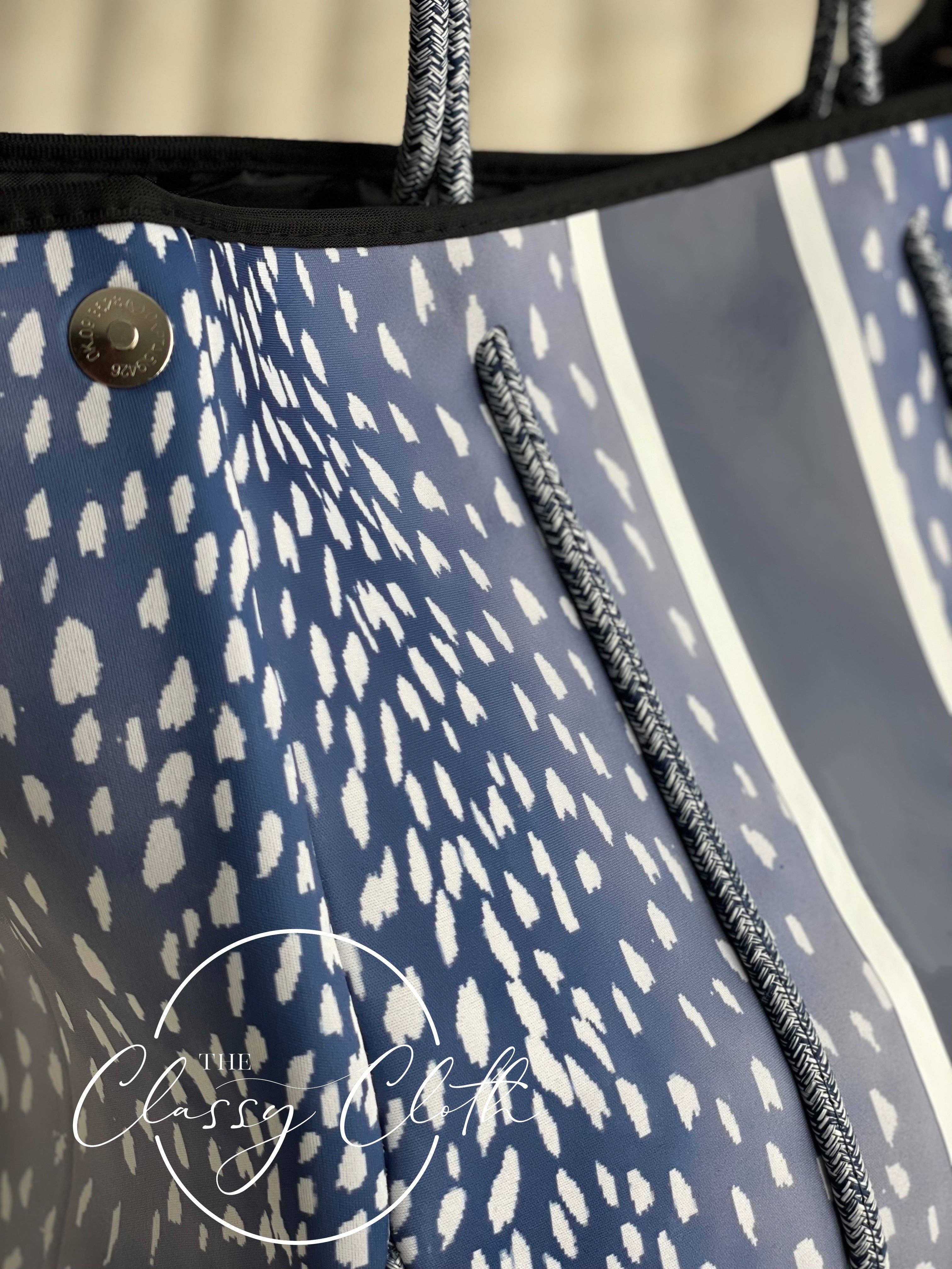The Classy Cloth WS - Wholesale Tote Bag - Unisex - Neoprene Carryall Tote - Navy Speckled RTS4