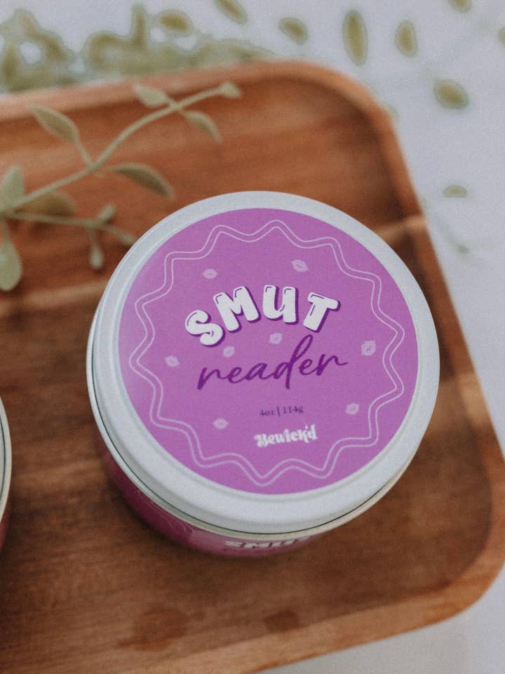 Smut Reader Candle - 4oz Book-Inspired Luxury Coconut Apricot Wax for wholesale by Bewick'd Studio