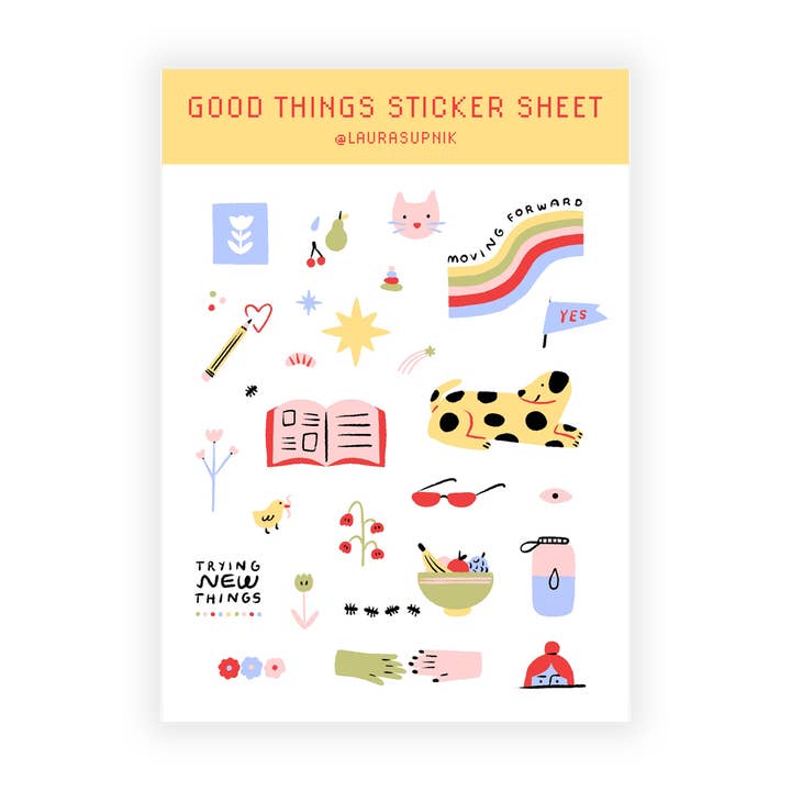 Good Things Sticker Sheet for wholesale by Laura Supnik