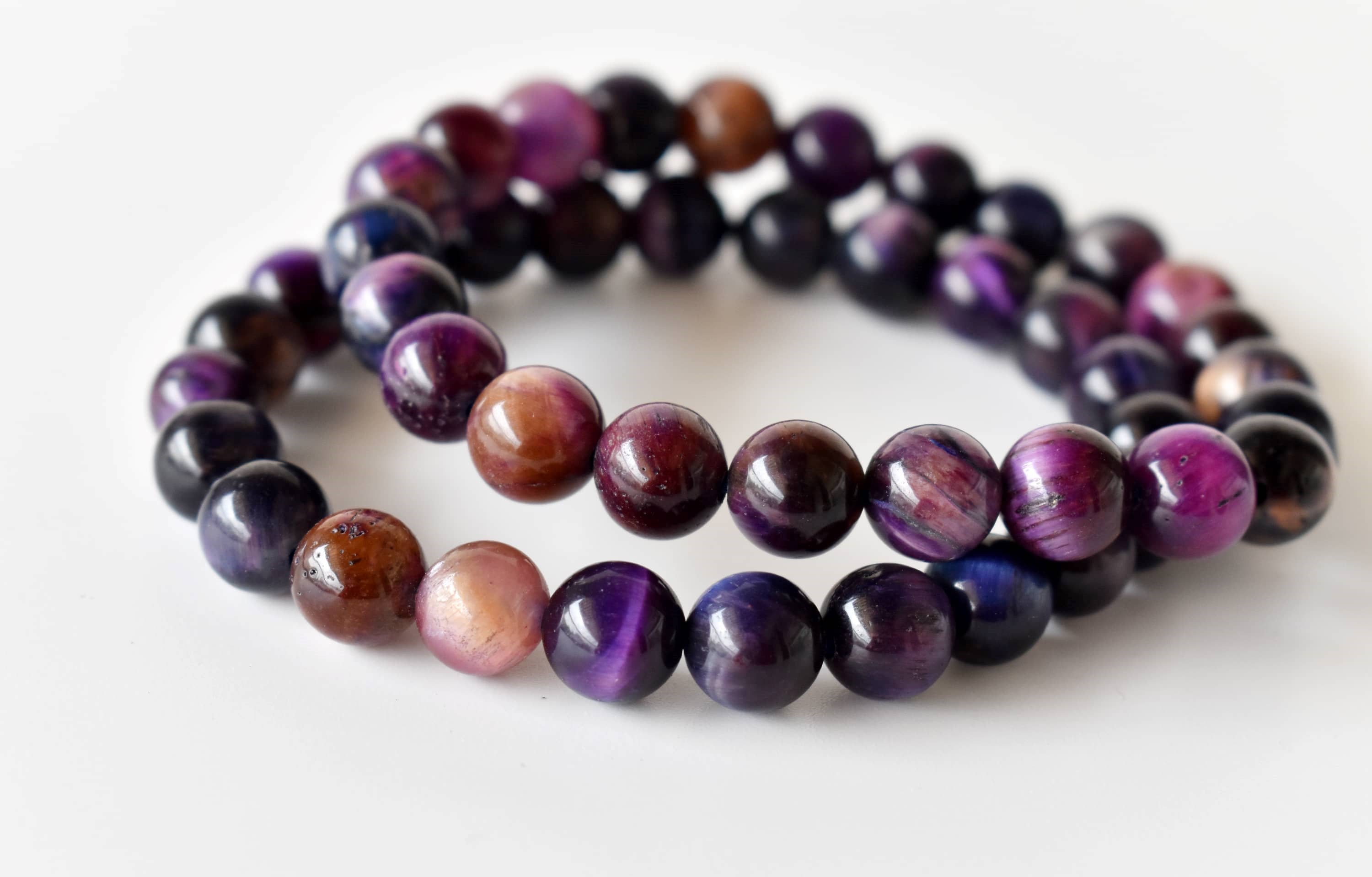 Soothing Crystals - Wholesale Beaded Bracelet - Healing Bracelet | Tiger Cats Eye Violet Gemstones Bracelets0