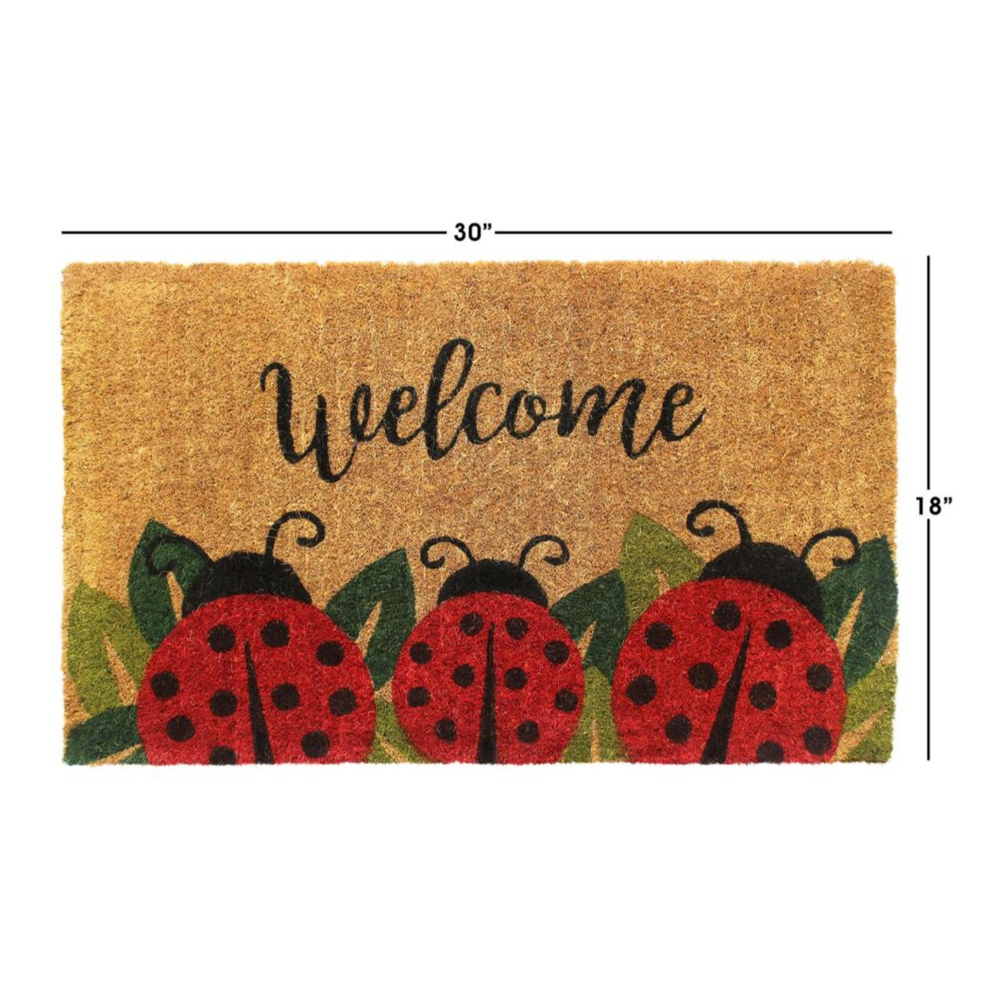 RugSmith - Wholesale Door mat - RugSmith Red Handloom Ladybug Coir Doormat, 18" x 30"2