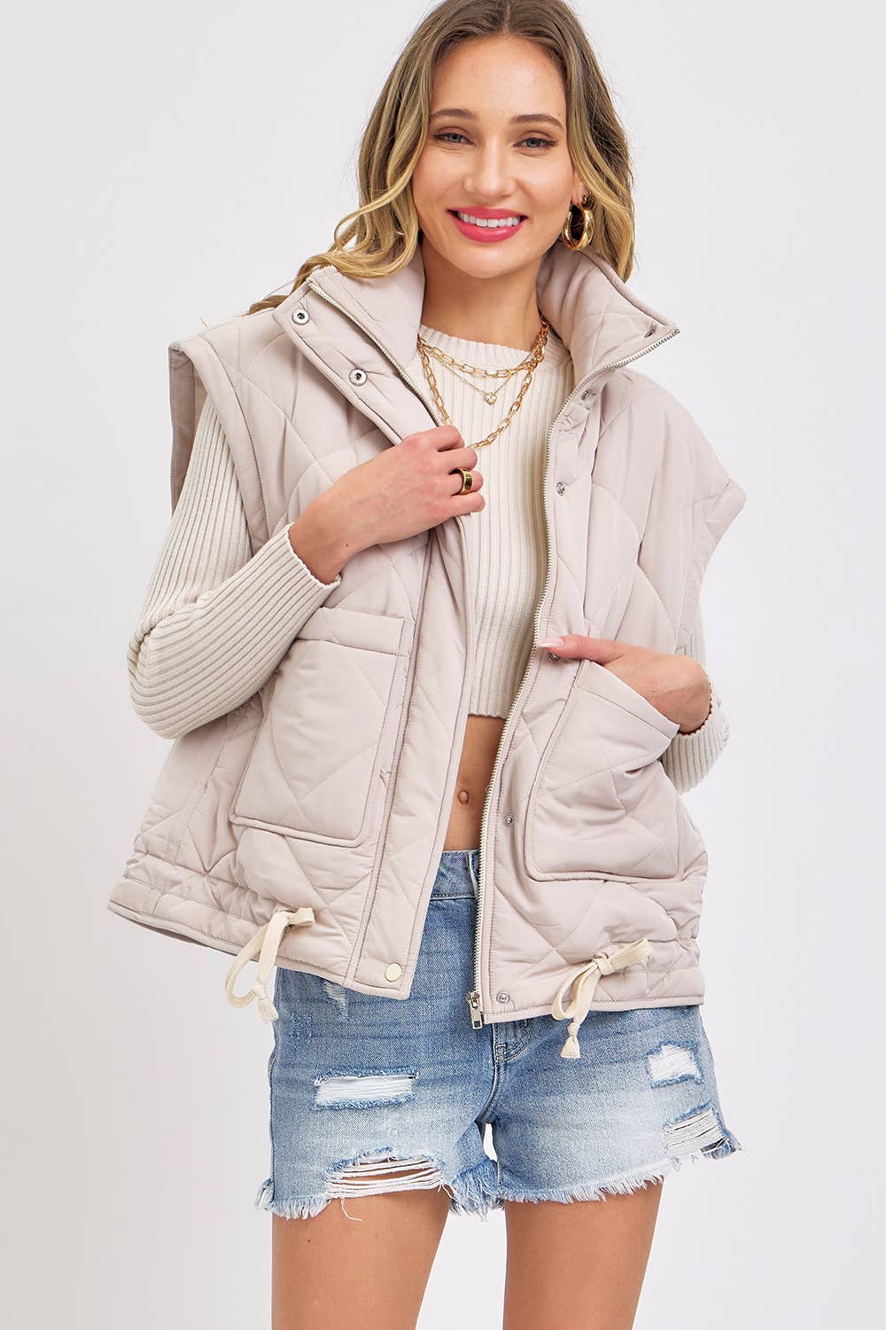 Sweet Lovely by Jen - Vendita all'ingrosso Gilè imbottito - Donna - GILET OVERSIZE IN PIUMINO TRAPUNTATO 3