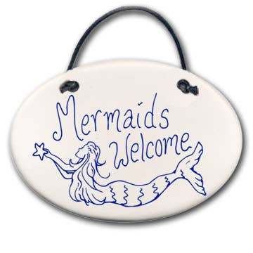 Mermaid Ornament: "Mermaids Welcome" for wholesale by August Ceramics