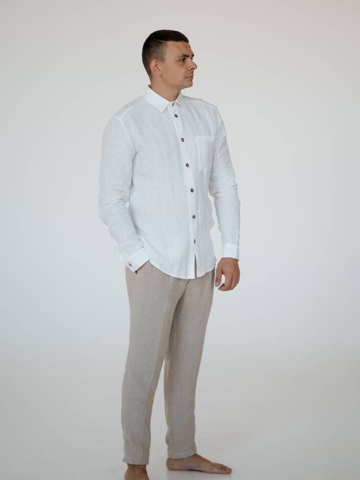 Classic Men Linen Pants CM017 for wholesale by Unique Linen