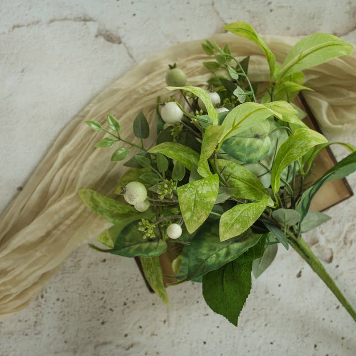 17" CREAM LOTUS POD & BERRY BUSH for wholesale by Ragon House