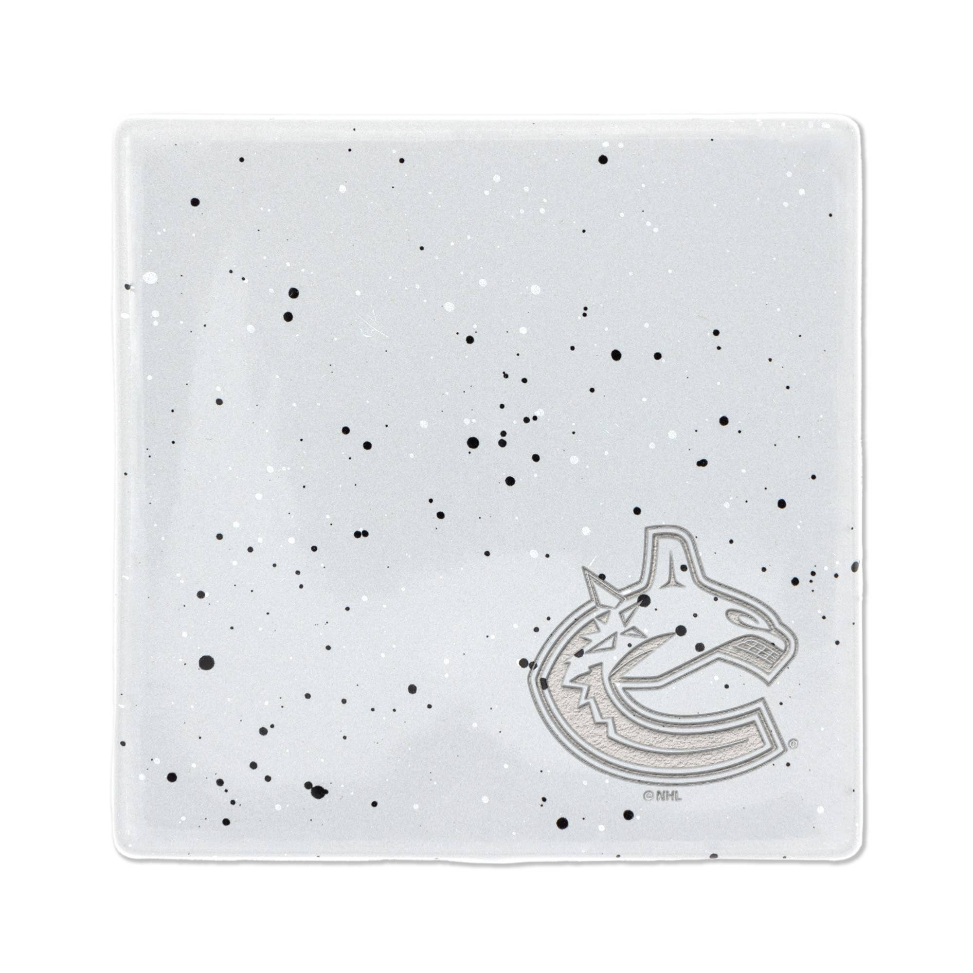 Rico Industries - Wholesale Coasters - NHL Vancouver Canucks White Laser Engraved Speckle Coaster