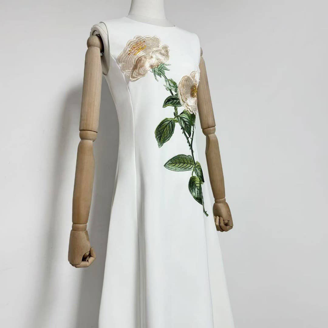 Productseeker - Wholesale Dress - Women's - DR750Y Sleeveless 3D Floral Embroidered Elegant Long Dress20