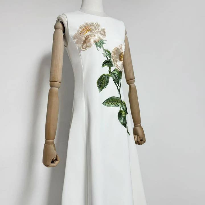 Productseeker - Wholesale Dress - Women's - DR750Y Sleeveless 3D Floral Embroidered Elegant Long Dress20