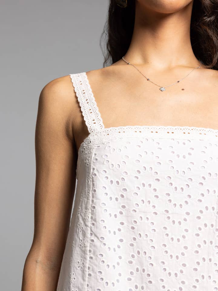 BLANC Square Neck Eyelet Tank - ALANI TANK for wholesale on Faire3