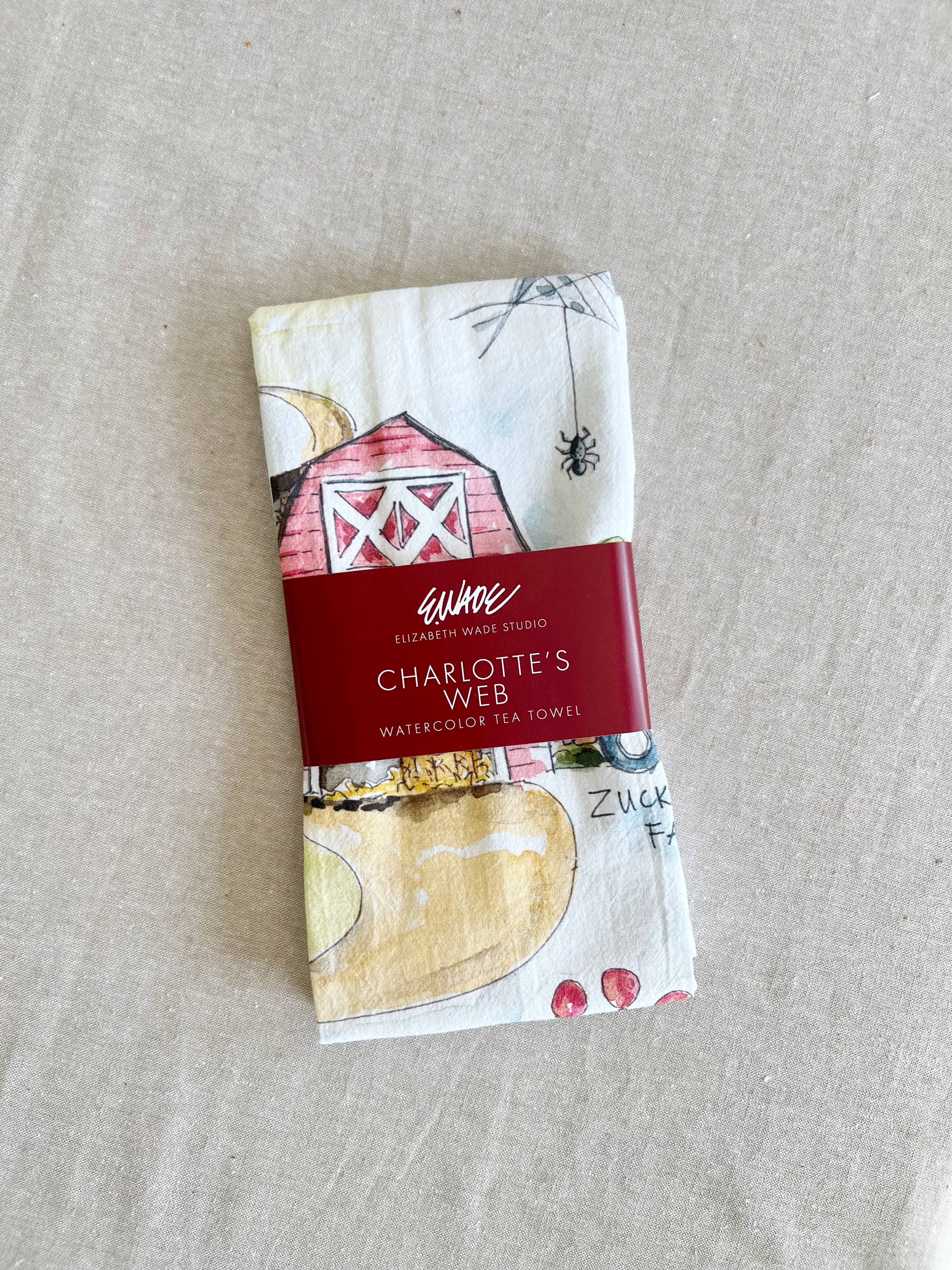 Elizabeth Wade Studio - Wholesale Tea Towel - Charlotte's Web Tea Towel2
