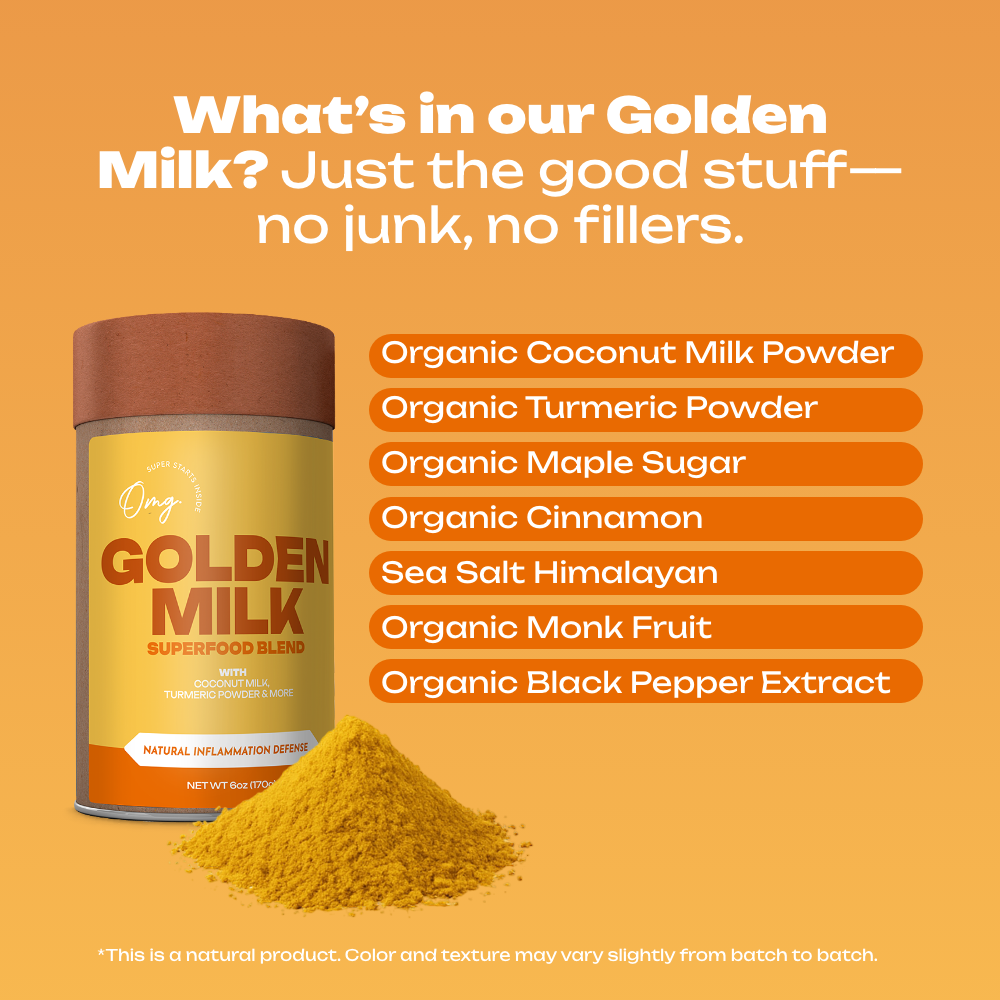 OMG Superfoods - Vente Poudres protéinées/superaliments - Lait d'or biologique — 6 oz (9 portions), Mélange pour latte au curcuma6
