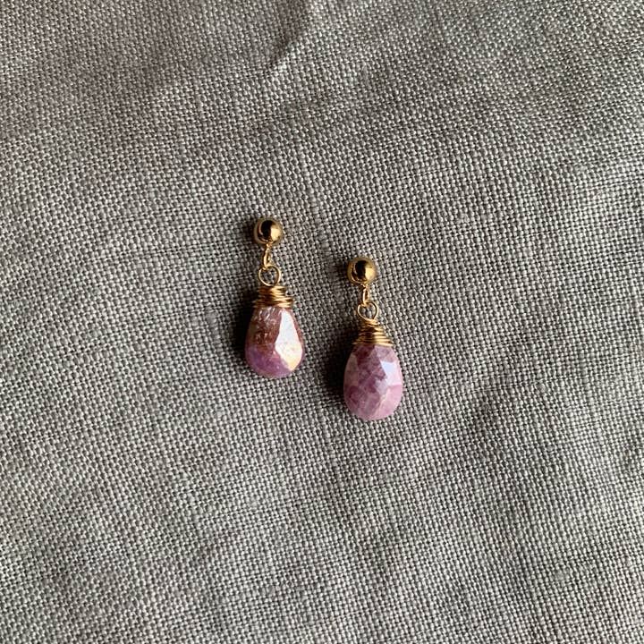 Naked Sage - Wholesale Dangle Earrings - Pink Sapphire - Linnaea Earrings2
