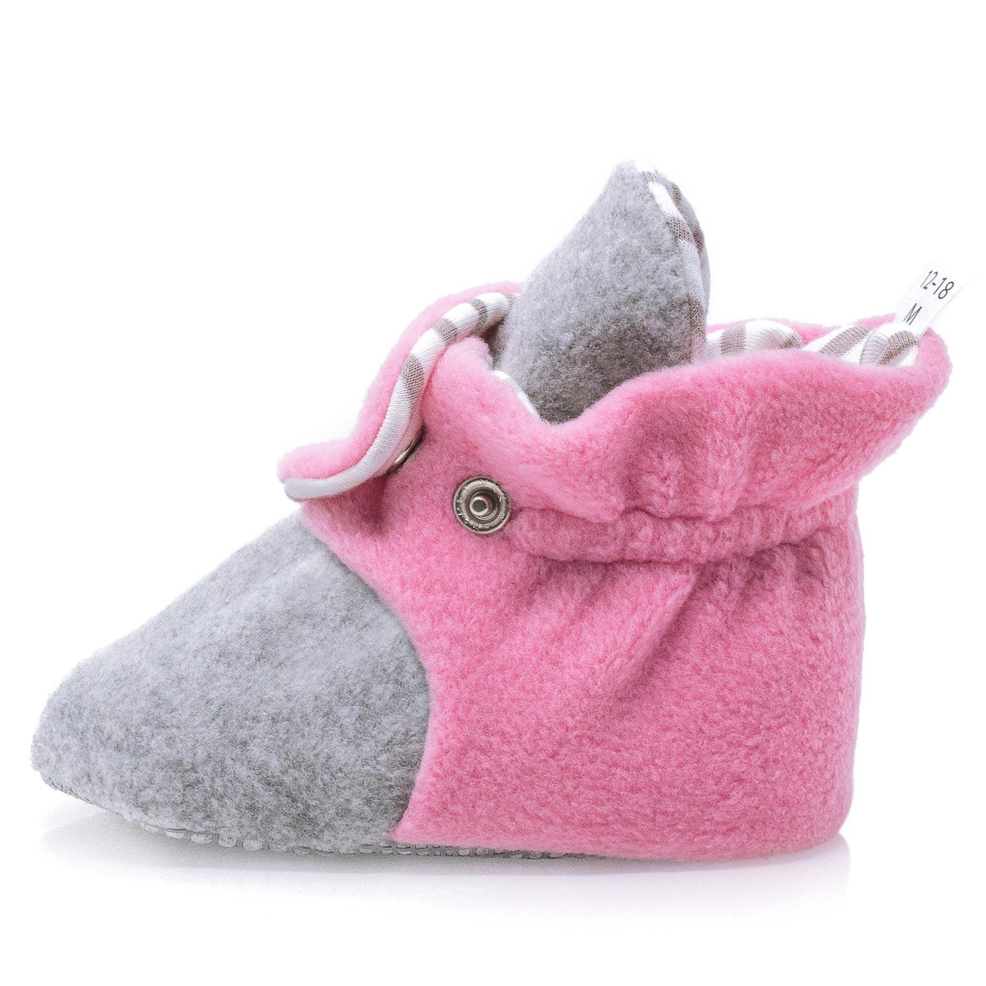 Gray Pink Anti-Slip Sole, Fleece Baby Booties, Newborn Home Booties, S for wholesale on Faire6