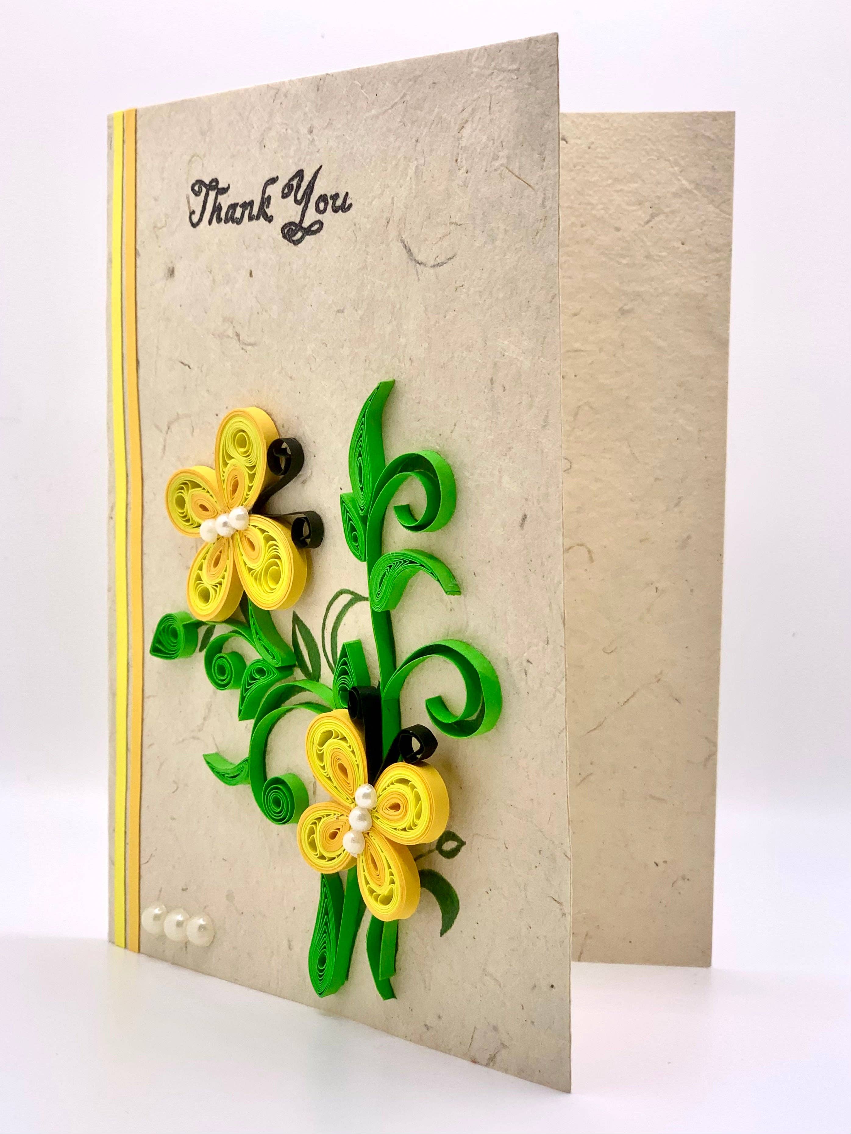 Lokta Cards - Wholesale Thank You Card - Thank You - Quilled Butterfly Greeting Card1