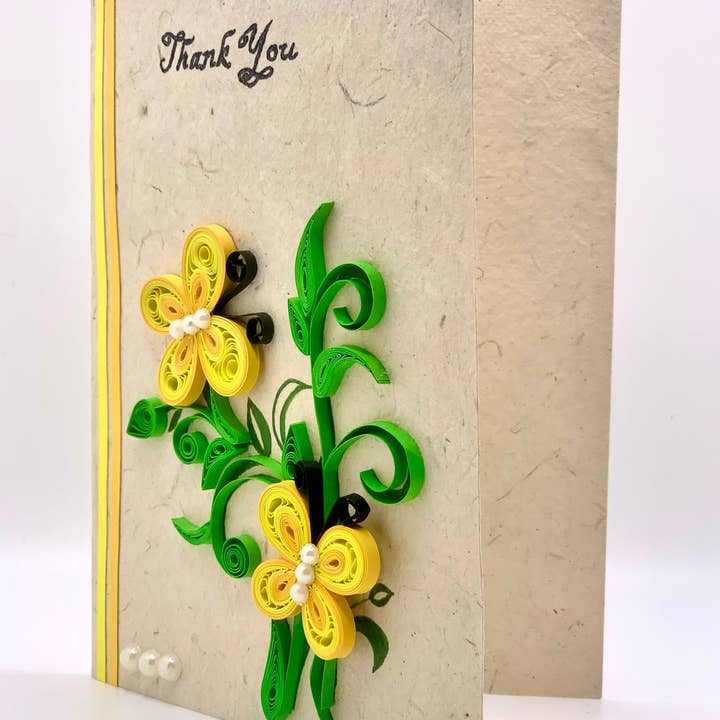 Lokta Cards - Wholesale Thank You Card - Thank You - Quilled Butterfly Greeting Card1