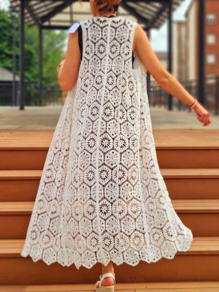 Rosa Clothing - Wholesale Cardigan - Women's - Stylish Sexy Crochet Cut-Out Design Cardigan Vest