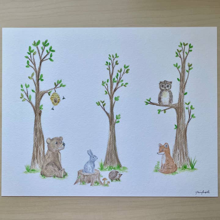 jcarp designs - Wholesale Art Print - Watercolor Forest Animals Art Print 0