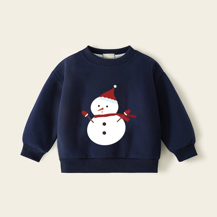 Kids Navy Snowman Fleece Sweatshirt (Non PatPat Tags) for wholesale by PatPat