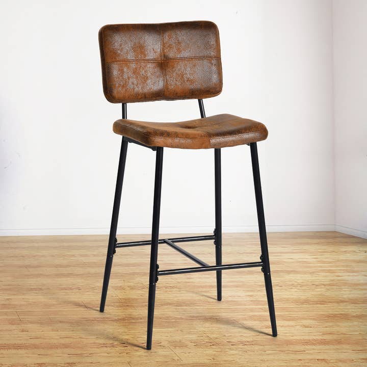 39F Inc. - Wholesale Stool - 26.7in Suede Brown Barstools with Metal Frame1