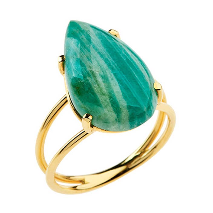 Lifestones Ring - Gold, Amazonite for wholesale by Eleni Orfanou