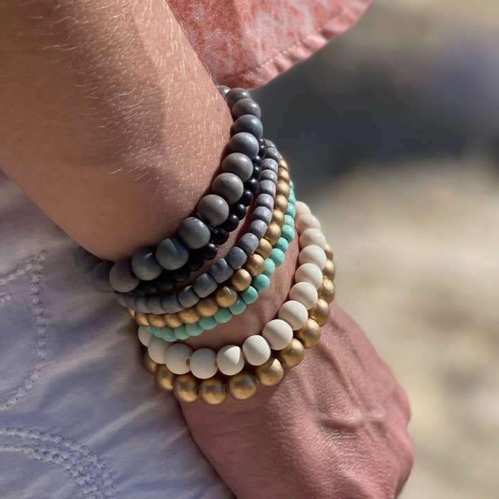 Mali Wood Elastic Bracelet - 6mm for wholesale by Jo Bird Jewelry