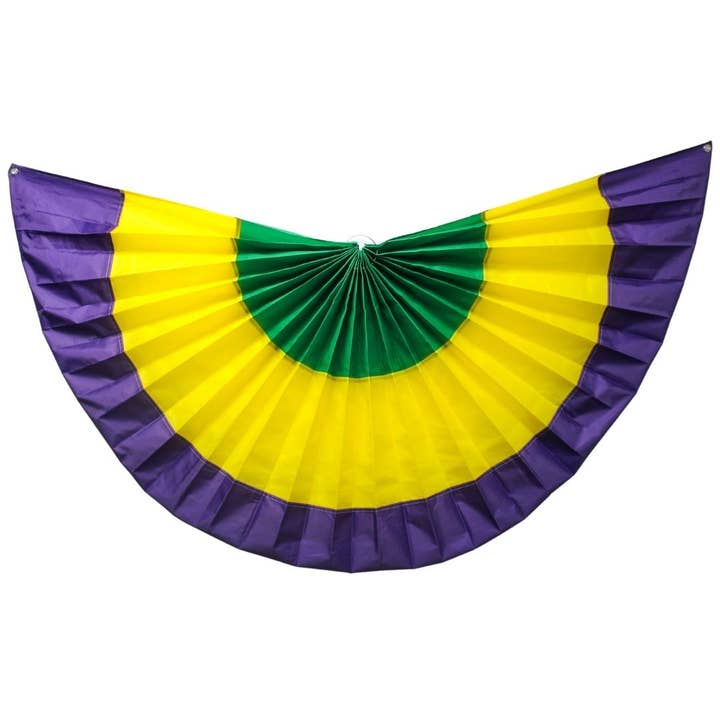 Pleated Green, Yellow, and Purple Bunting With Grommets - 6' x 3 ' (Each) for wholesale by Plush Appeal LLC