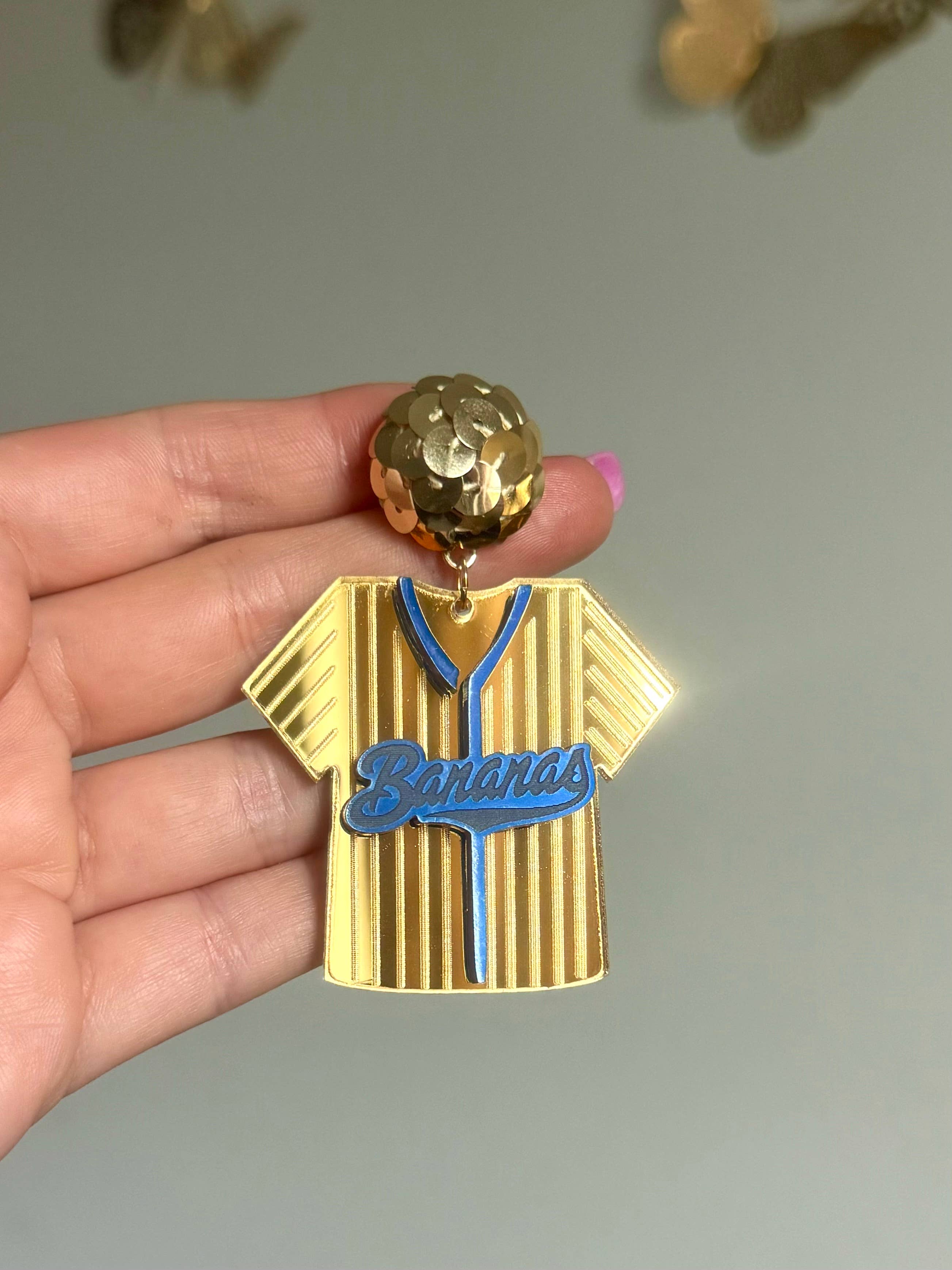 Louie Love - Wholesale Dangle Earrings - Bananas Acrylic Baseball Jersey Earrings5