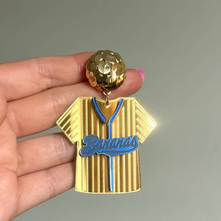 Louie Love - Wholesale Dangle Earrings - Bananas Acrylic Baseball Jersey Earrings5