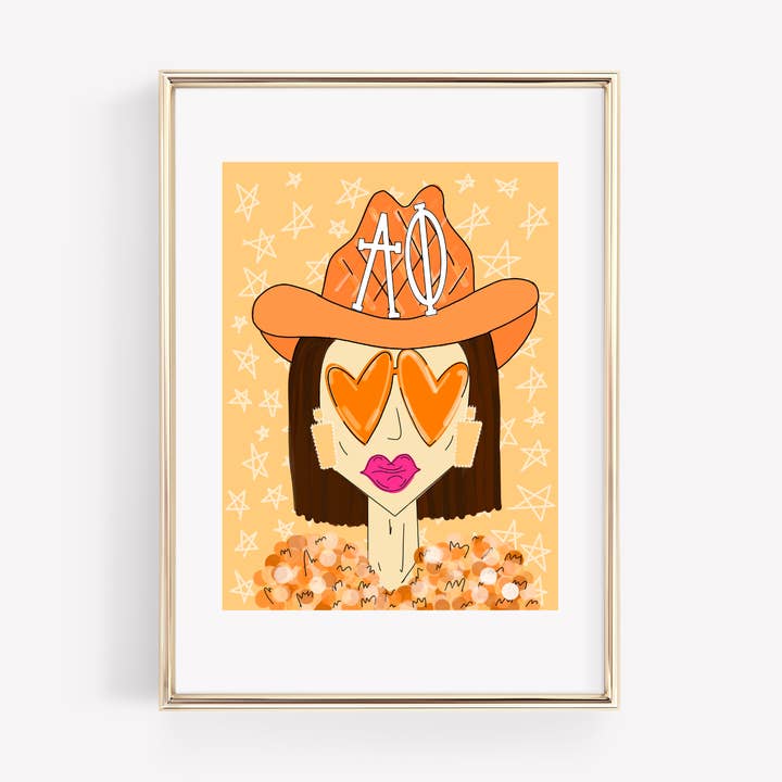 Alpha Phi - Cowgirl orange personnalisable - IMPRIMÉ pour la vente par Made By Marissa Art