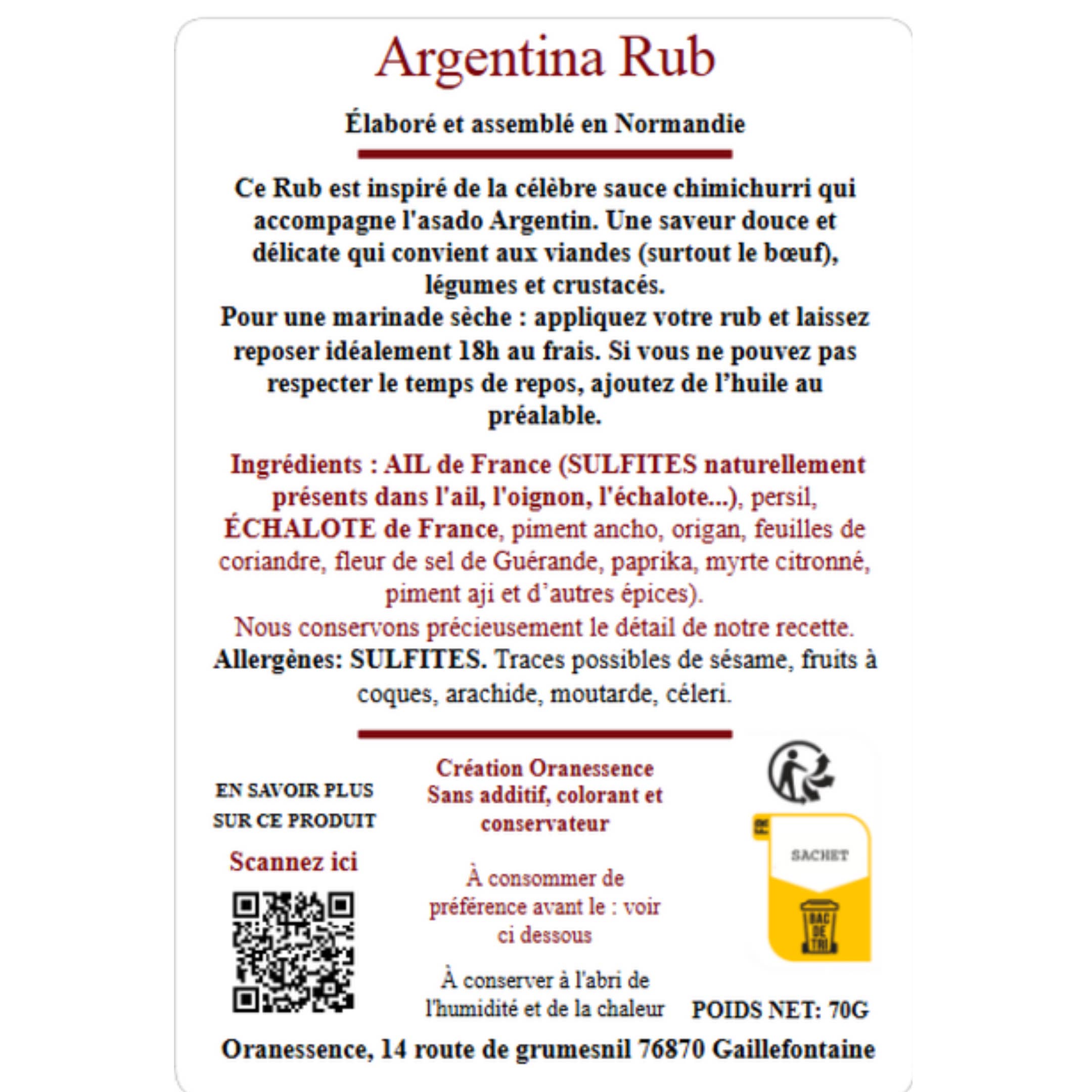 Oranessence - Wholesale Rub - Argentina Rub (70g pouch)1