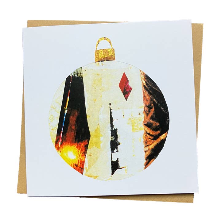 Festive Bauble Christmas Card (Bronze) for wholesale by Soodle Street Studio