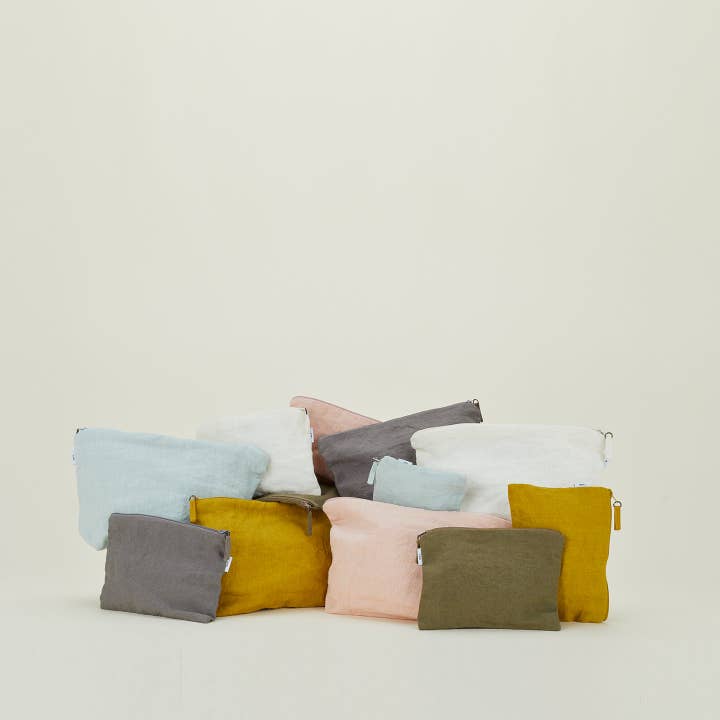 Hawkins New York - Wholesale Pouch - Women's - SIMPLE LINEN ZIPPER POUCHES - SKY4