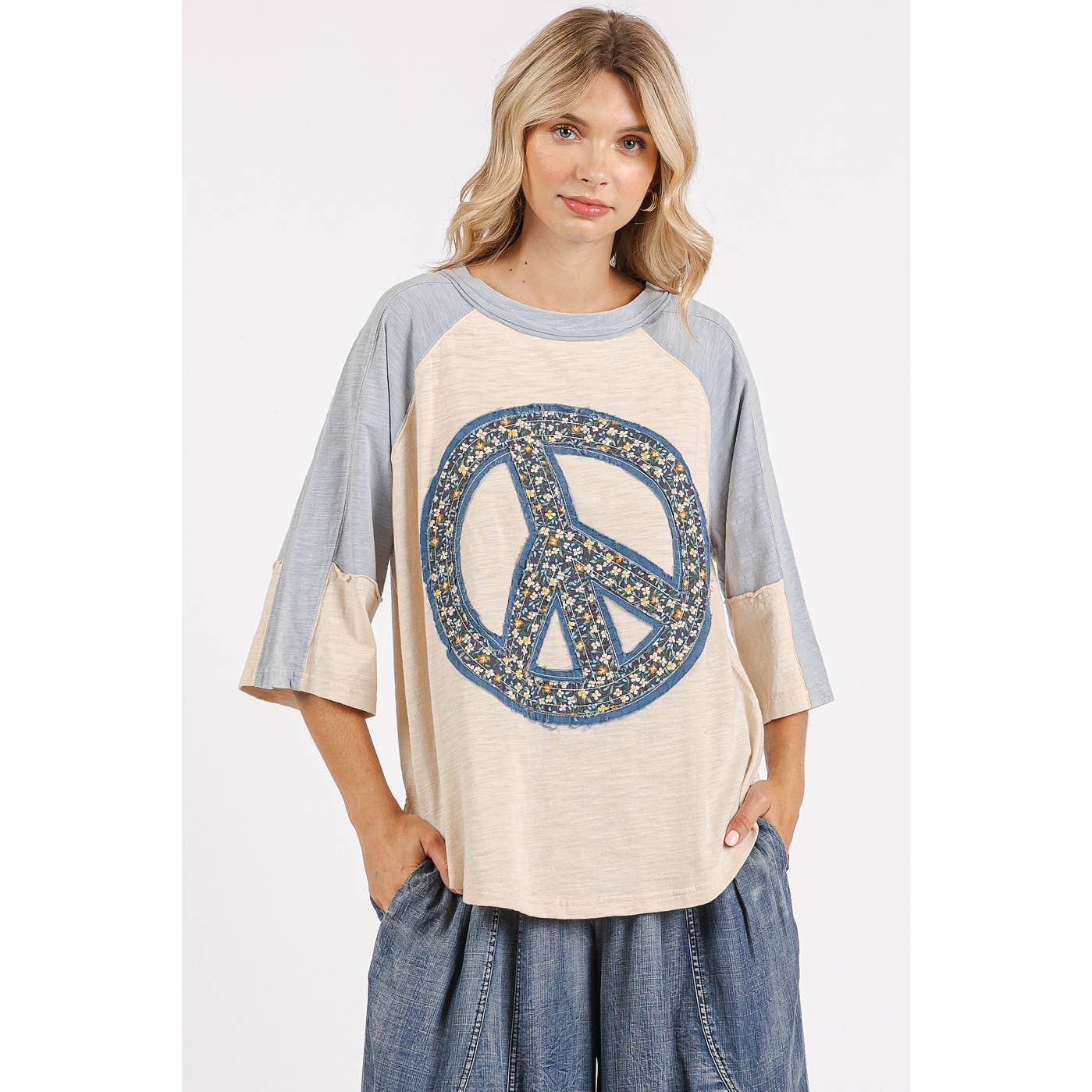 mittoshop – wholesale Tunic – Women’s – PEACE SIGN PATCH MINERAL WASH TOP13