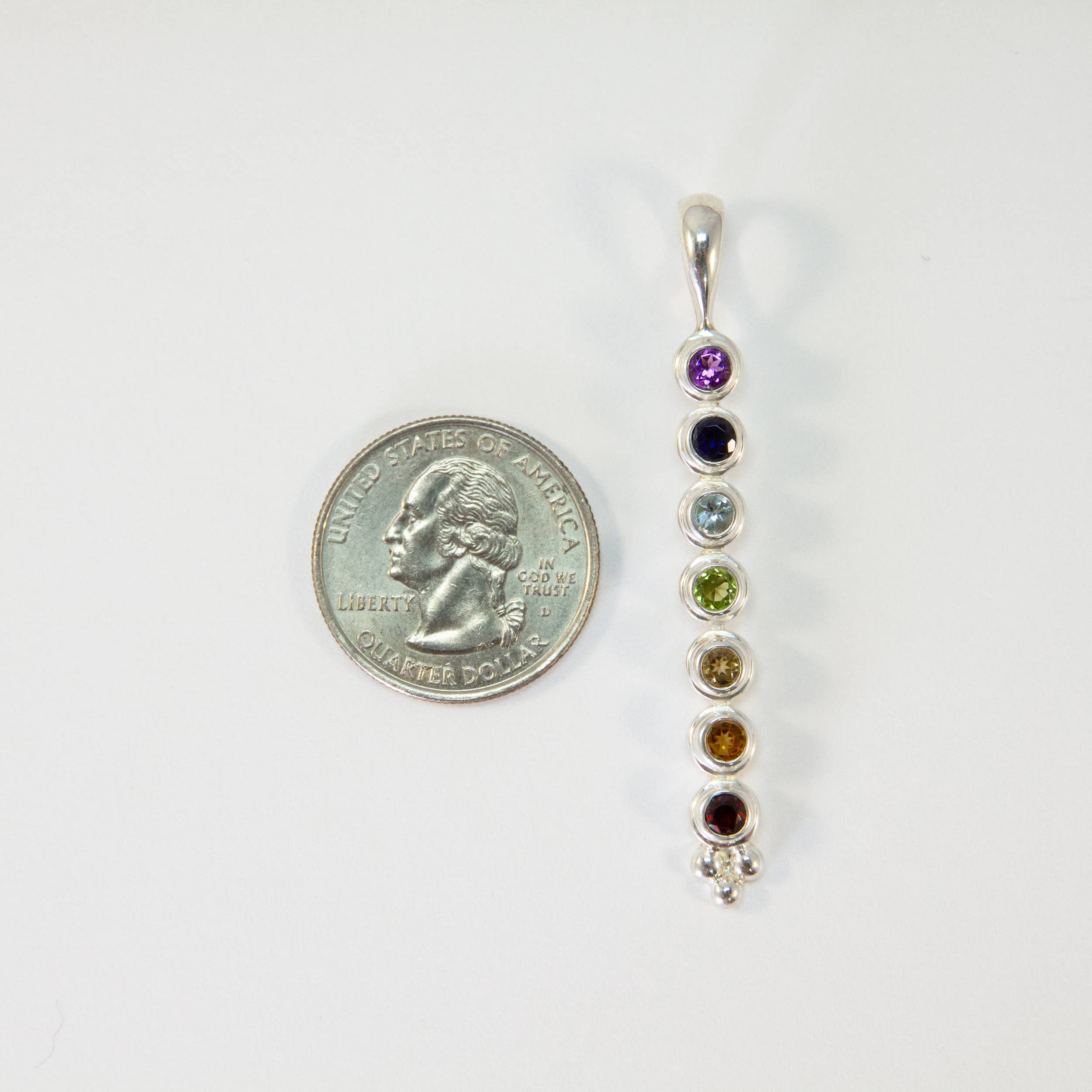 Ajmer by Jodi - Wholesale Individual Charm/Pendant - Large Chakra Pendant in sterling silver ~ 7 faceted 4mm gems11