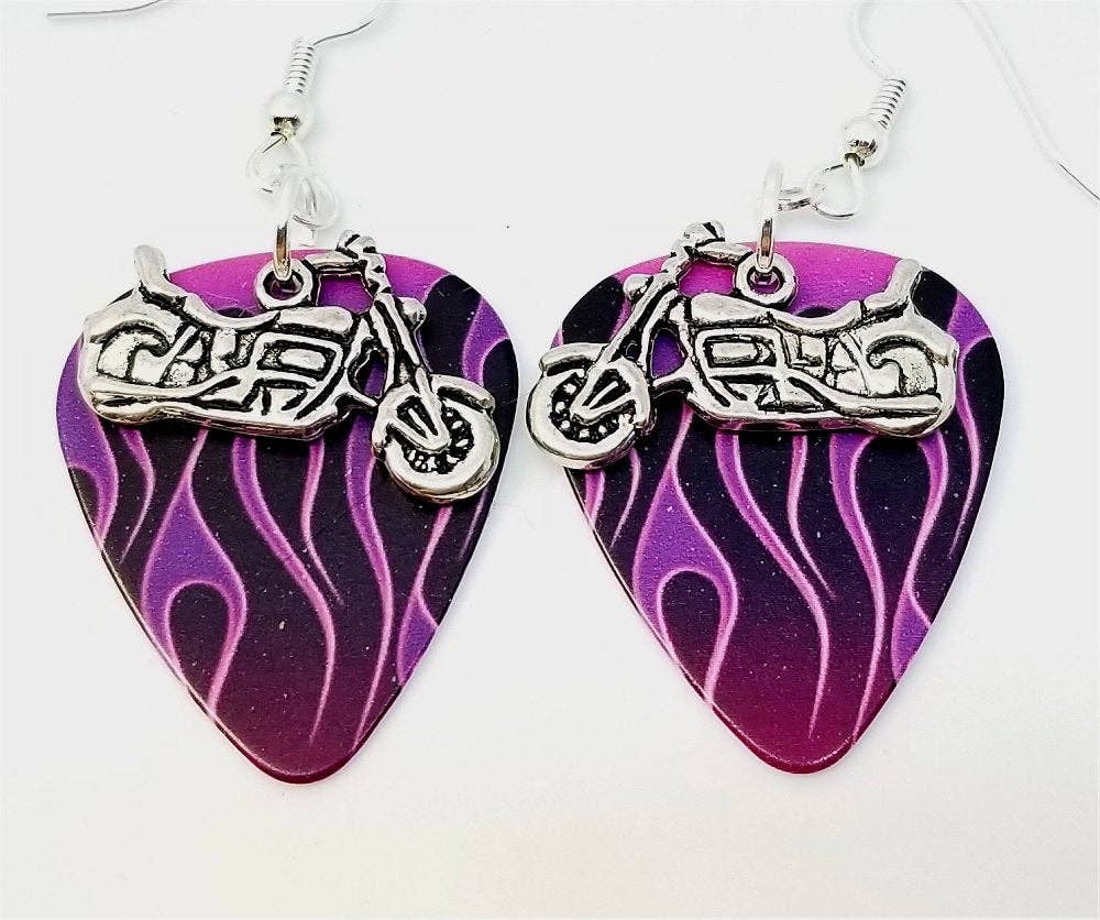 Simply Raevyn - Wholesale Dangle Earrings - Motorcycle Charm Guitar Pick Earrings41