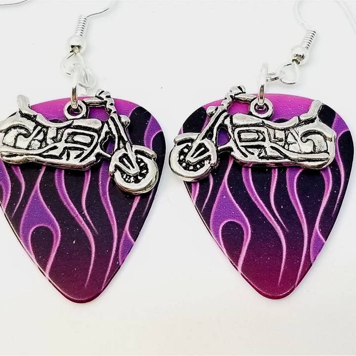 Simply Raevyn - Wholesale Dangle Earrings - Motorcycle Charm Guitar Pick Earrings41