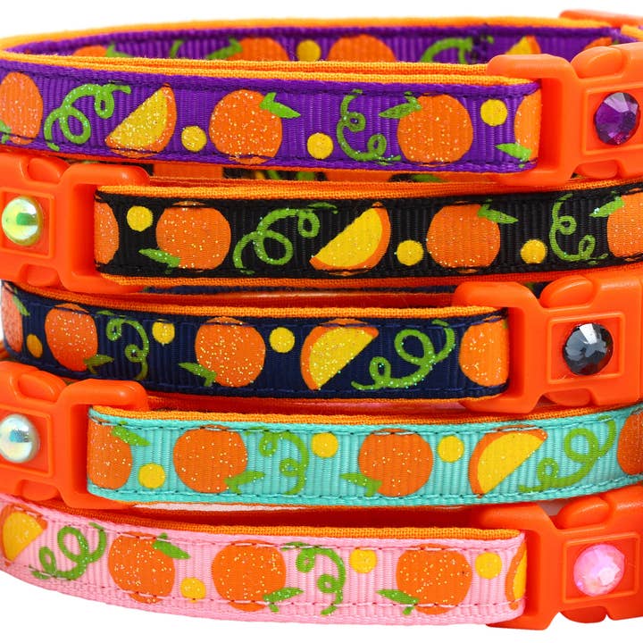 Oranges Breakaway Cat Collar for wholesale by From Pugs to Persians Pet Accessories, LLC