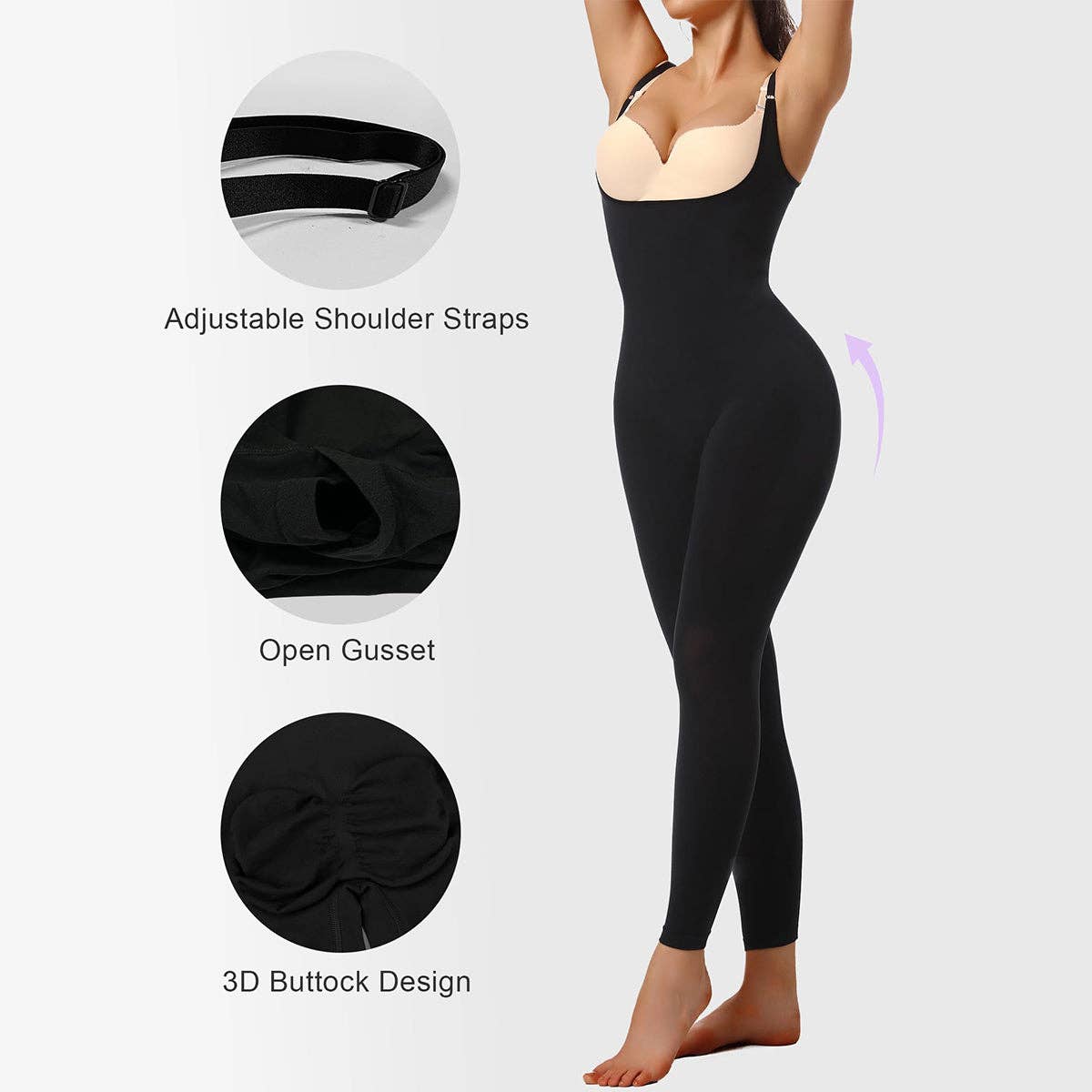 ShaperX Shapewear - Wholesale Bodysuit - Women's - SHAPERX 3-in-1 Seamless Open-Bust Tummy Control Legging Bodysuit1