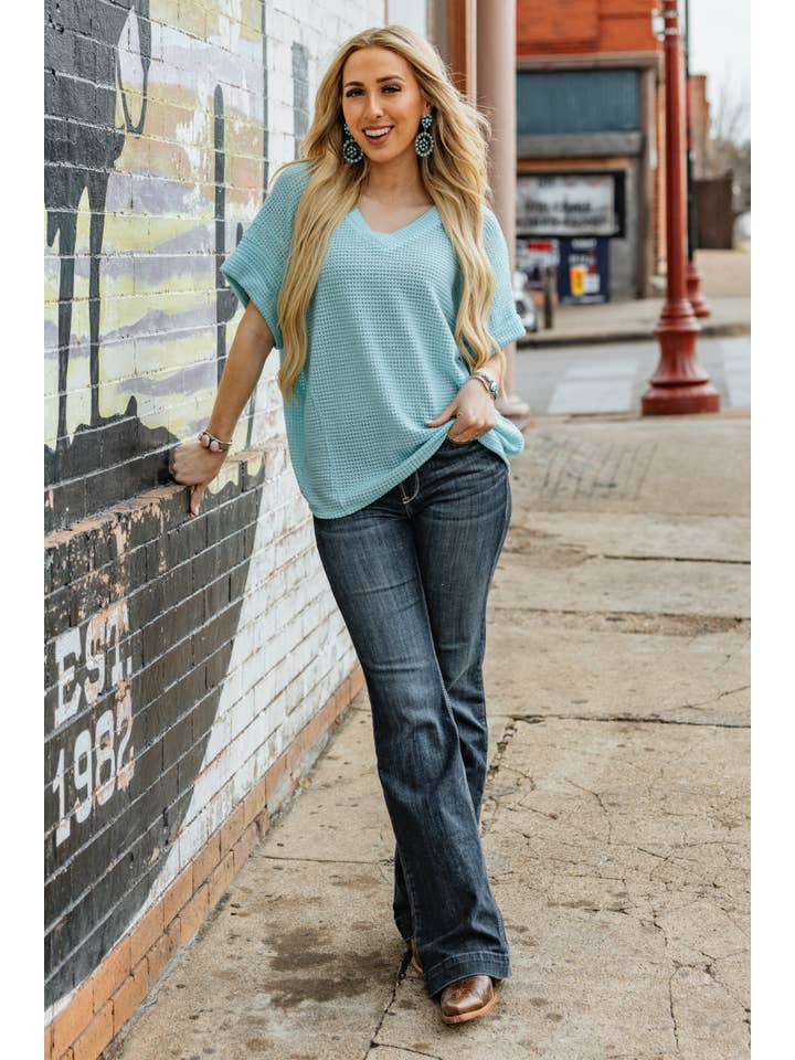 Andrée by Unit - Wholesale Knit Top - Women's - Crochet V Neckline Relaxed Poncho Top