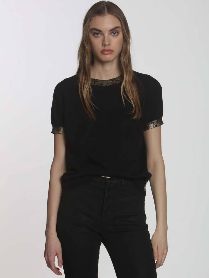 Goldie SS Tee - Nero per la vendita all'ingrosso da parte di Label + Thread