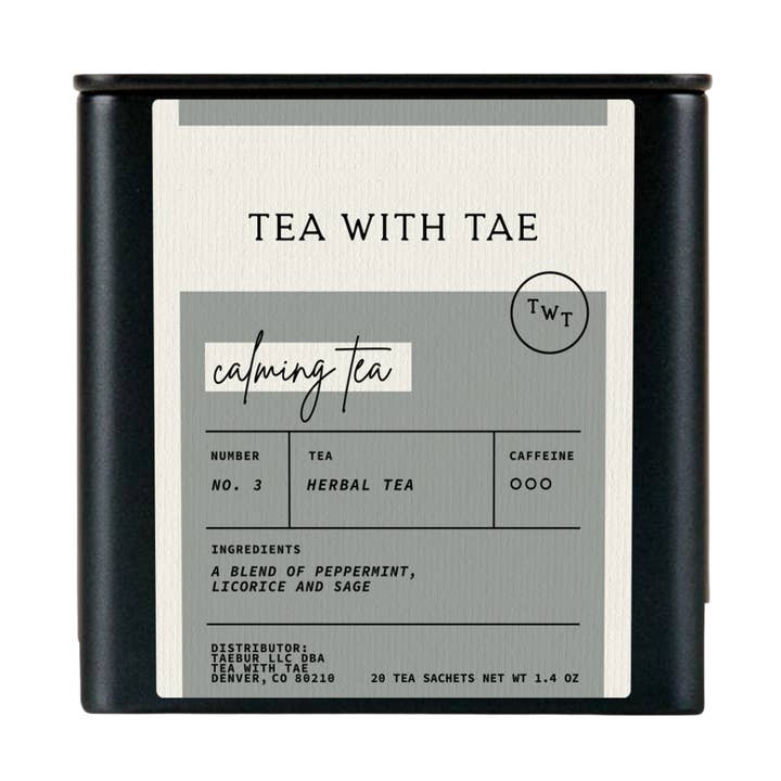 Boîte cadeau Calming Tea et tisane (20 sachets de thé) pour la vente par Tea with Tae