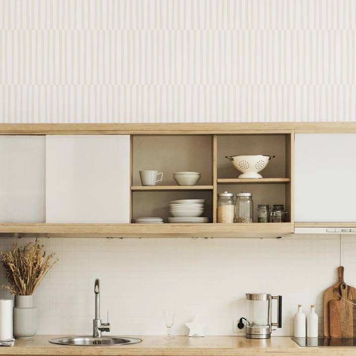 Minimal Linen Lines Removable Wallpaper for wholesale by Livettes Wallpaper