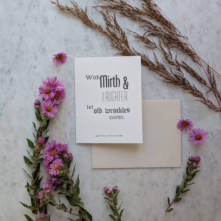 Letterpress Birthday Card: Shakespeare Quote for wholesale by Tussie Mussie Press