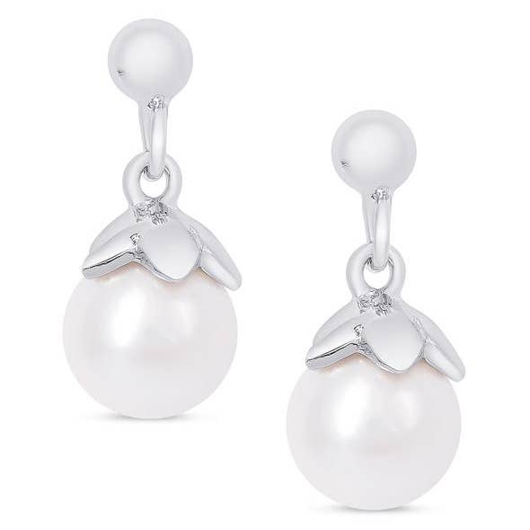 Boucles d'oreilles pendantes perles d'eau douce en argent sterling pour la vente par Lily Nily