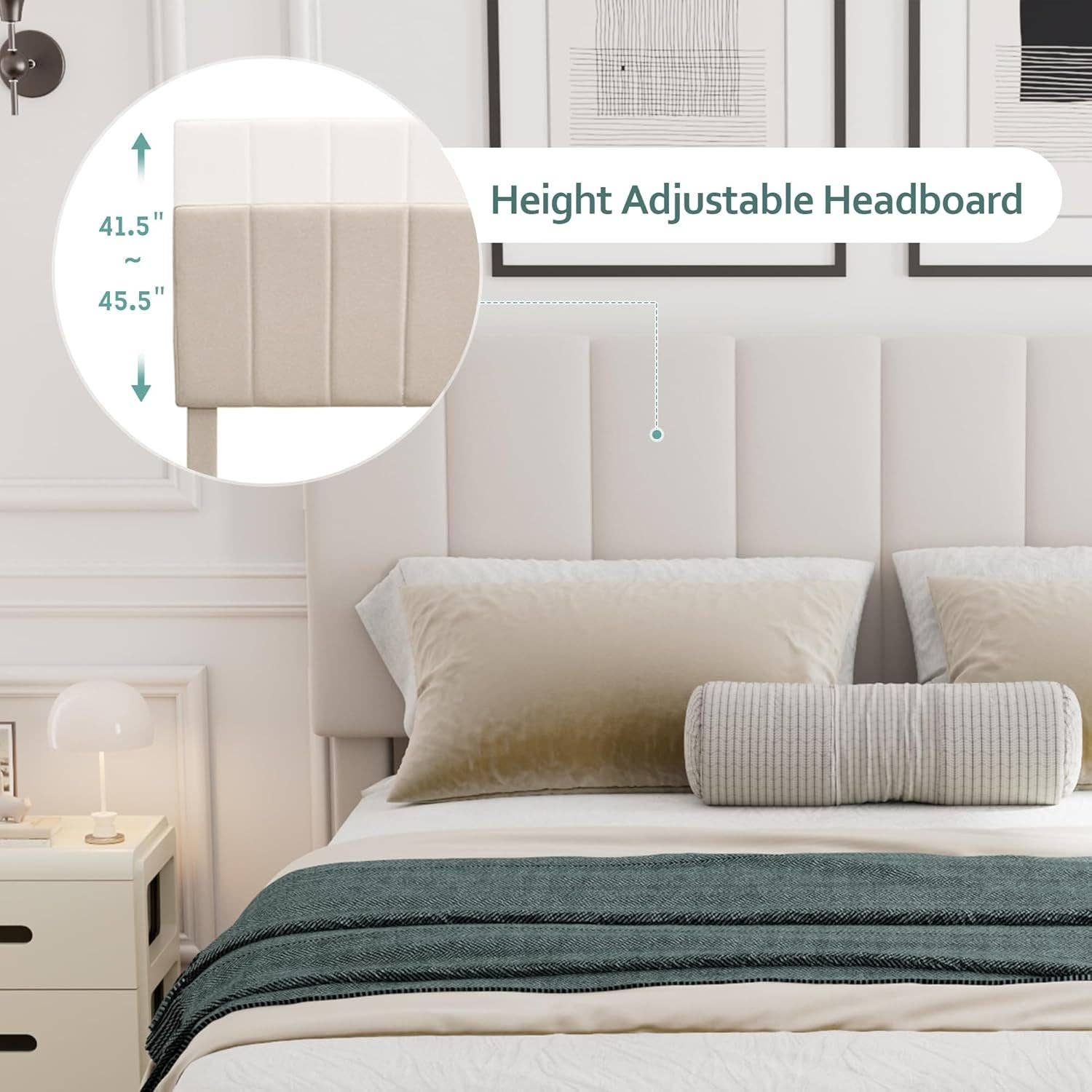 Queen Size Beige Gas Lift Platform Bed With Storage for wholesale on Faire5