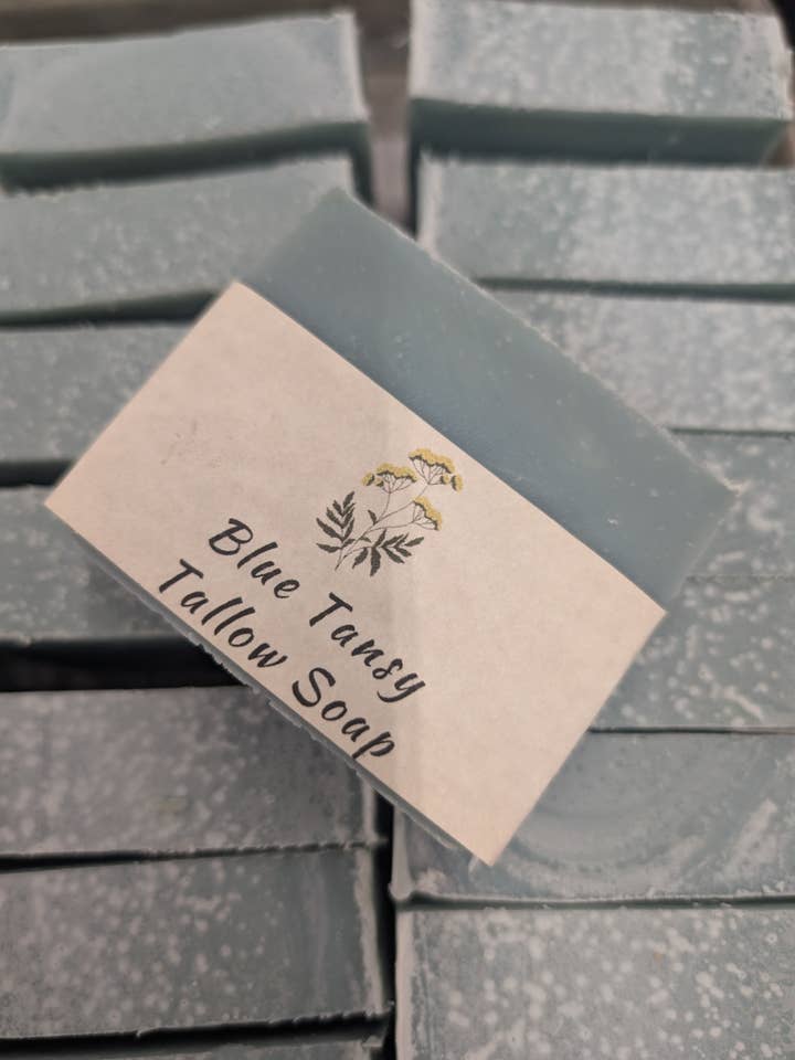 Blue Tansy Tallow Soap Bar for wholesale by Rick's Pecker Palace, LLC