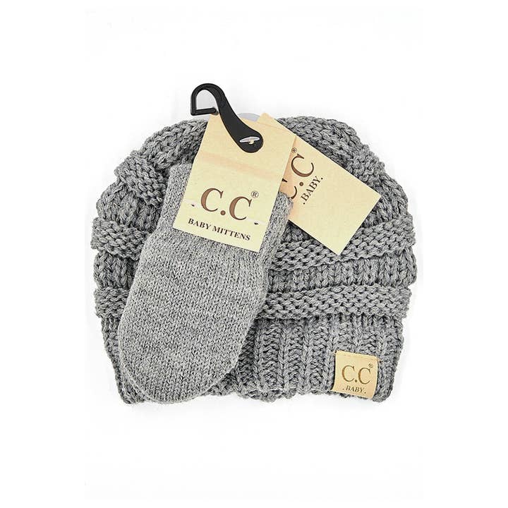 Hana - Wholesale Beanie - Kids - C.C Baby Solid Ribbed Beanie and Mitten Glove