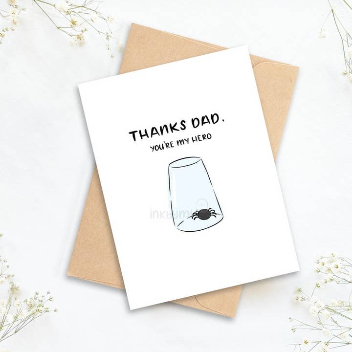 Thanks Dad, You're My Hero Greeting Card for wholesale by inkbymi