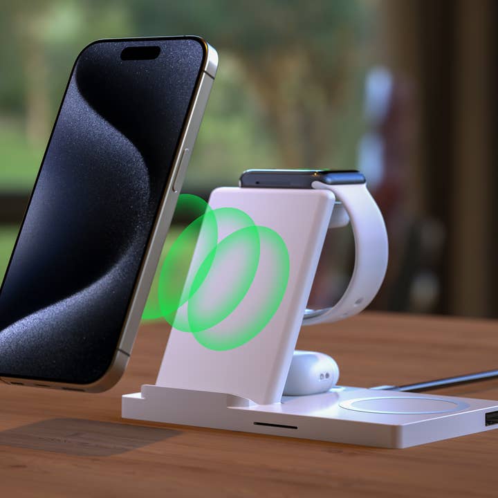 LAX Gadgets - Wholesale Charging Dock - 5in1 Wireless Charging Stand for Phones/AirPods Retail Pack4